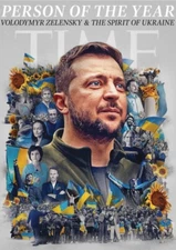 VOLODYMYR ZELENSKY & UKRAINE TIME MAGAZINE REPLICA COVER FRIDGE MAGNET 5" X 3.5"