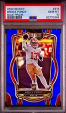 /99 PSA 10 RC Brock Purdy 2022 Select Blue Prizm Rookie Refractor Holo