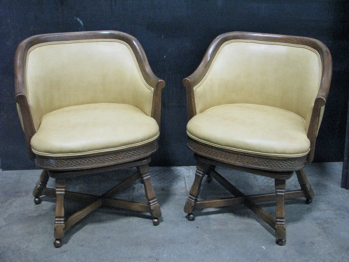 Oak chairs with casters deals