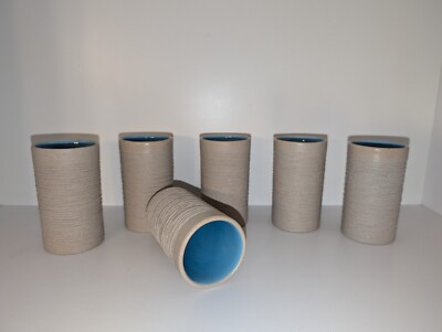 Pigeon Forge Pottery 12 Oz Tumbler Cups Drink Ware Set Of 6 Tennessee Blue Glaze