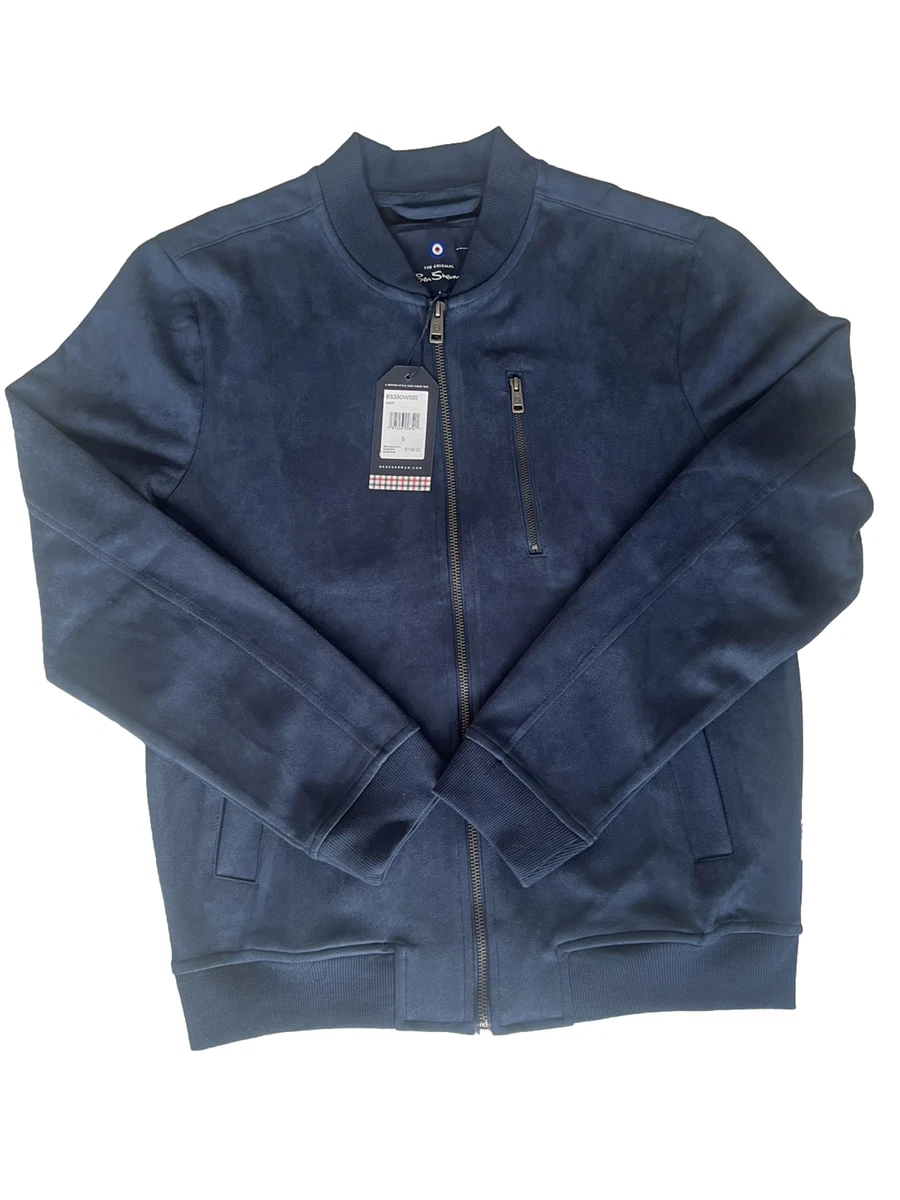 Ben Sherman Men s Navy Faux Suede Soft Bomber Jacket Size Small 138