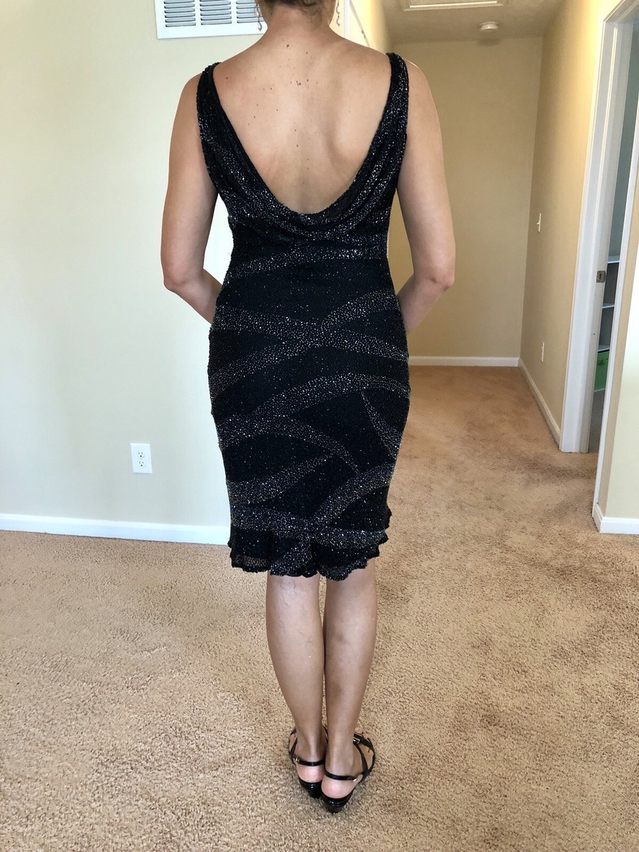 Scala USA Hand-Beaded Dress Formal Black 100% Silk Stunning! | eBay