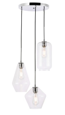 Elegant Lighting LD2268 Gene 3 Light 17''W Multi Light Pendant - Chrome