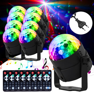 2x LED Diskokugel Disco Lichteffekt RGB Spiegelkugel Ball Party + Fernbedienung