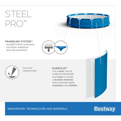 Bestway Schwimmbecken + Poolpumpe Schwimmbad Pool Framepool Stahlrahmen Ø366cm - Bild 9 von 9
