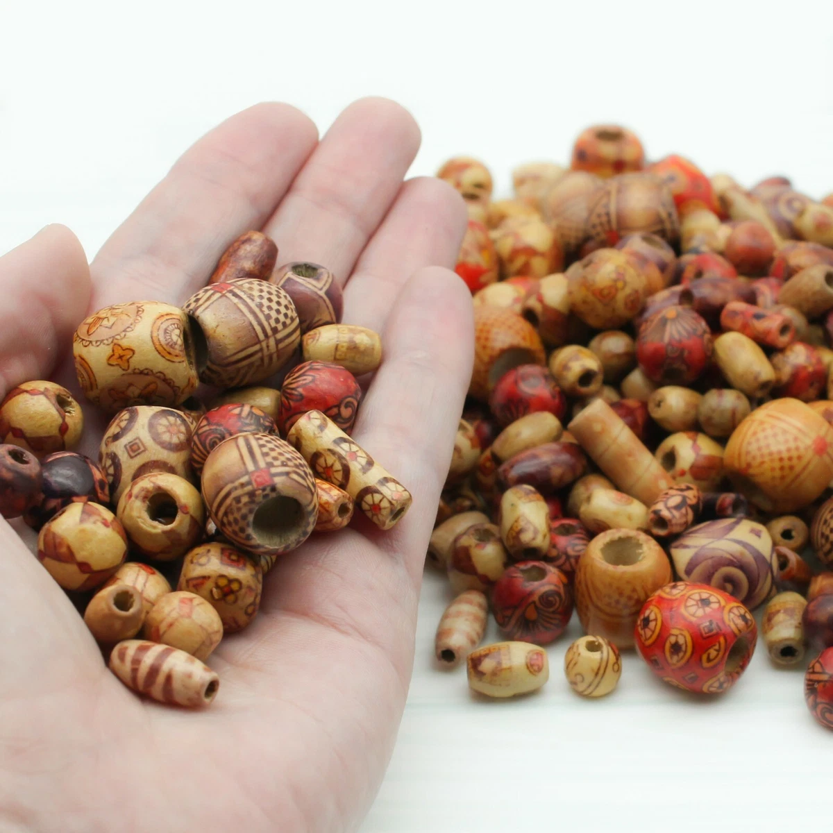 500 Wood Beads for Jewelry Making Adults, Craft Jewelry Wood Beads for Bracelet & Necklace Making