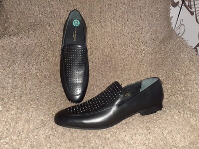 KURT GEIGER-Black Leather-Palermo Silver Studded Venetian Loafers-Sz 45/12-NWOB KURT GEIGER-Black Leather-Palermo Silver Studded Venetian  main image 3