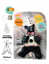 MAKE a realistic posable stuffed bear PDF SEWING PATTERN  full instructions