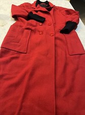 Forstmann Vintage Double Breasted Red Wool Long Coat Sz M Andover Fabric