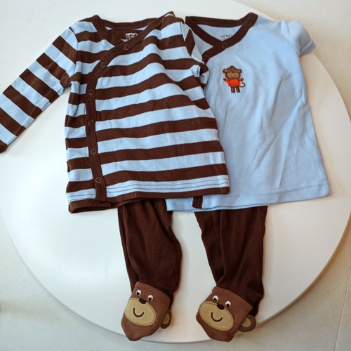 NWT Carter’s Monkeys in Brown & Blue 3 Piece Layette Set 3 Months Boys & Girls