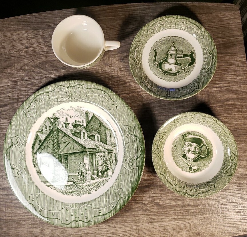 食器    Collectibles 2016 Vintage 1950 2 Sets The Old Curiosity Shop Dinnerware Green Total