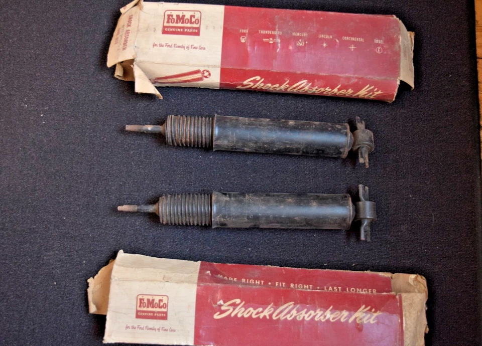 57-58 Ford Ranchero station wagon sedan delivery retractable rear shocks pr NOS - Image 3 of 4