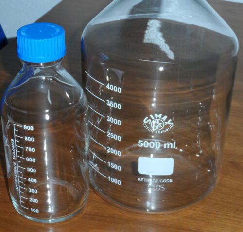 Laborflasche, Boro 3.3, Laborgewindeflasche,mit  Ausgießring und Verschluß, Neu  - Bild 1 von 2