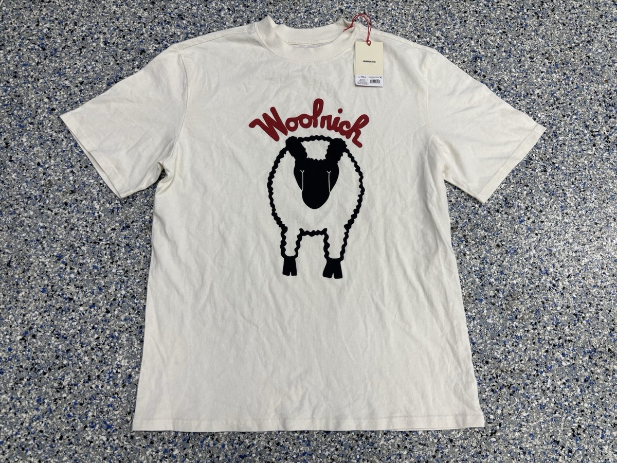 The Woolrich Adult Sheep Graphic Print Crewneck T-Shirt In Cream