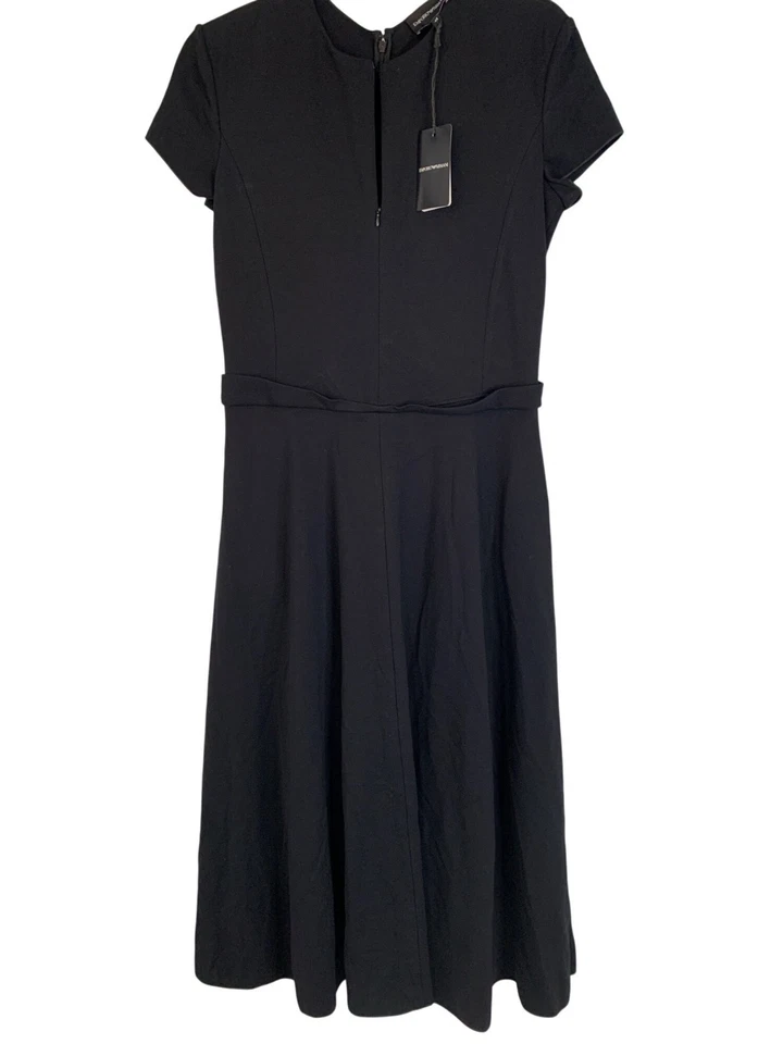 Vestido Emporio Armani Milano Jersey Midi Talla 12 EE. UU. Manga Corta Cremallera Trasera Foto 3 de 4