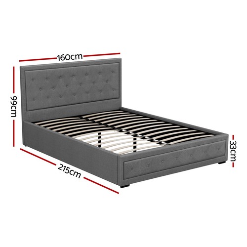 Artiss Bed Frame Queen Size Gas Lift Storage Mattress Base Wooden Grey TIYO - Picture 3 of 8