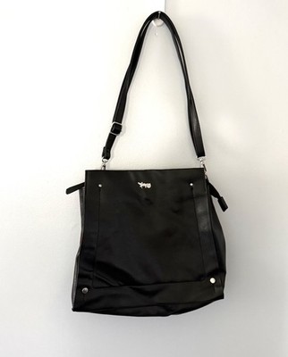 Matthew + Julian Satchel Bag Pockets Zip Lined Black Roomy Soft Classic Chic EUC