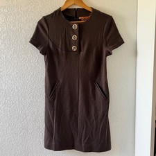 Tory Burch Wool Blend Dress Women'sSize SMALL Brown Office Career Business Gold