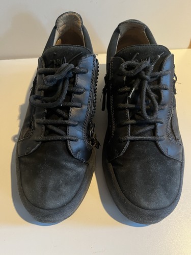 GIUSEPPE ZANOTTI Leather Suede Sneakers US9 UK8 EU42 Logo Flat Made in Italy - Picture 6 of 7