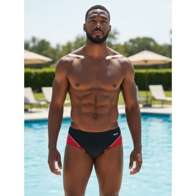 NWT Dolfin Men's Black & Red Performance Swim Briefs Racing Lightweight Sz 40