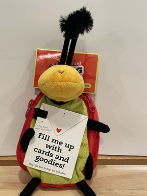 NEW Hallmark Bug'em Ladybug 7'' Plush Zipper Pouch with Gift Card Holder Arm Clip