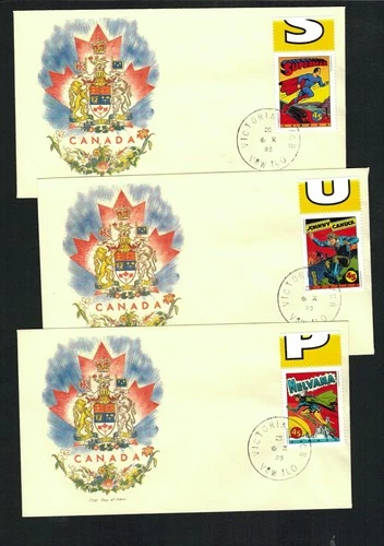 Canada #1579-1583, 1996 45¢ Super Heroes set, each on RG Sharpe (RGS) cachet FDC