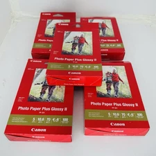 Canon PHOTO PAPER PLUS GLOSSY II PP-301 Canon 4x6 100 Inkjet High Gloss Lot of 5