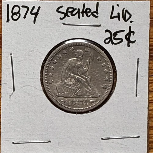 1874 Seated Liberty Quarter 25c Coin Sharp With Fine Detail