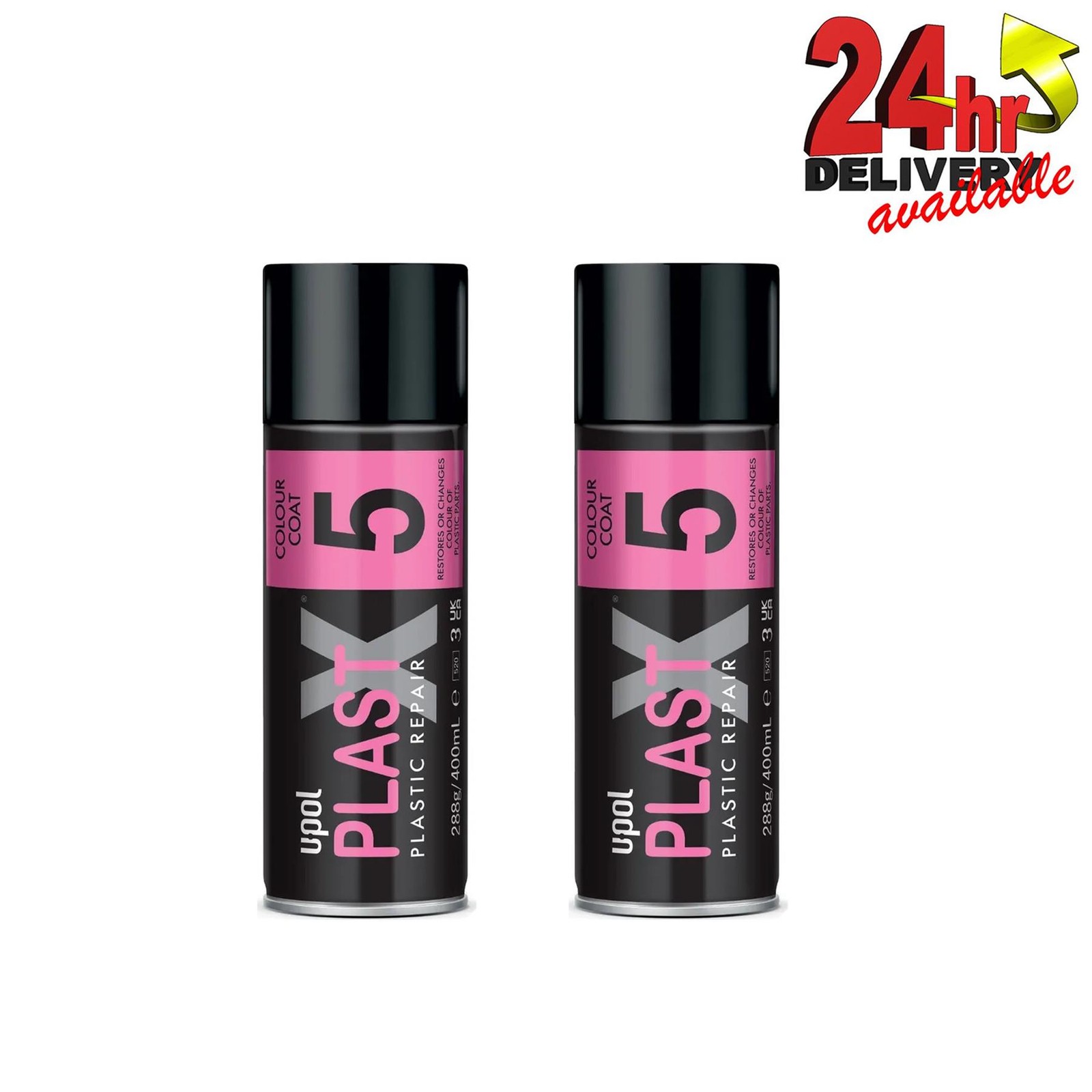 Upol PLAS/5LG Plast X LIGHT GREY PAINT Plastic Bumper Trim Aerosol U-Pol X 2