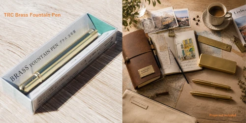 TRAVELER'S COMPANY Solid Brass Fountain Pen Fine Nib Made in Japan New - product listing photo