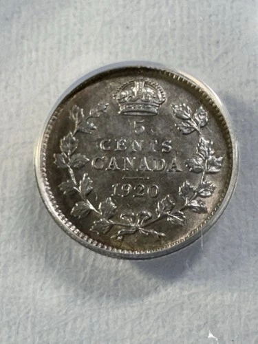 1920 Canada 5 Cents Silver Coin Graded AU 50 by ANACS