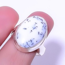 Dendritic Opal - Brazil 925 Sterling Silver Solitaire Ring s.8 R7571-18