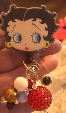 Betty Boop Retractable ID Badge Reel Swivel Alligator Clip Black Red White