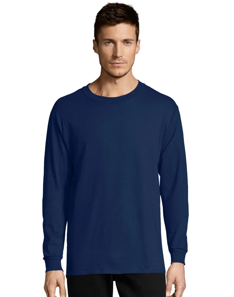 Hanes Essentials Men's Cotton Long Sleeve T-Shirt, Value 4-Pack