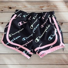 Girls Champion Shorts size 5 Active Athletic Black pink blue Stretchy Waist