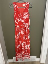Maxi Floral Casual Orange Dress Fresh M/vacay Style Size Xs Nwt Woman