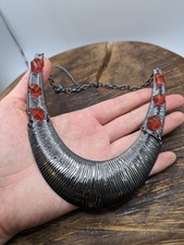 Costume Necklace with Red Gems Bangle Necklace Egyptian Necklace Regal Nec