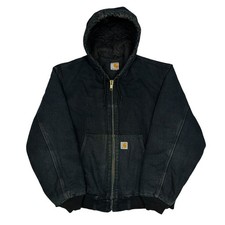Carhartt J130 faded black hooded work wear jacket Large