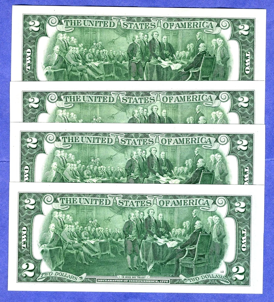 FOUR (4) Fancy REPEATER serial number $2 2017A  notes each Gem Uncirculated - Image 2 of 2