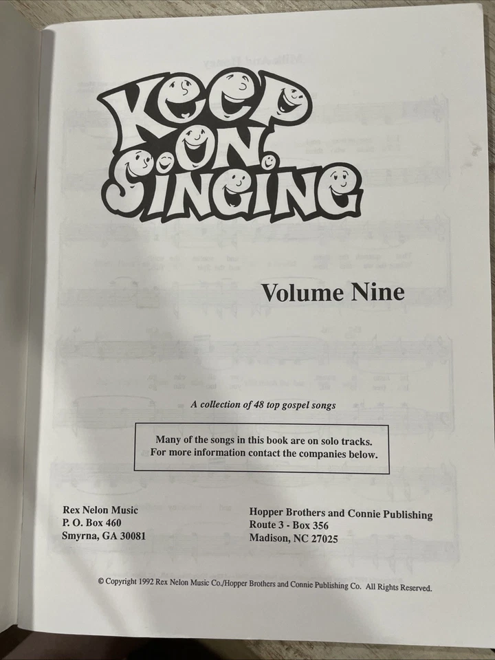 Keep On Singing Volume Nine Rex Nelon Southern Gospel Hopper Bros Song Book 1992 - Image 3 of 4