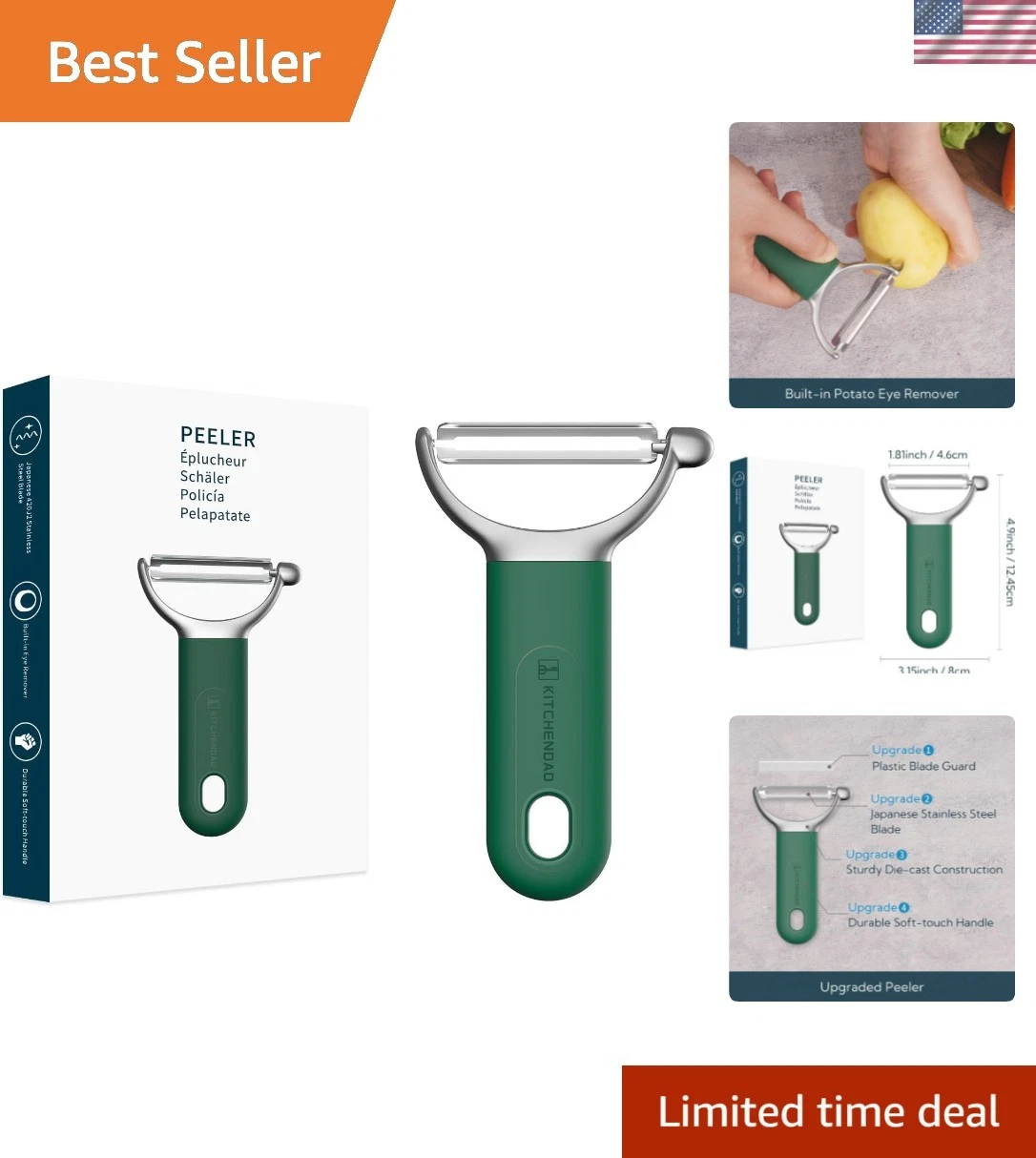 Swivel Vegetable Potato Peeler for Kitchen, Japanese Stainless Steel Sharp Bl...