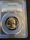 1972-D Washington Quarter, Graded, MS-64