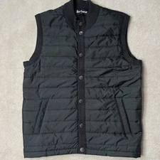 Barbour Knit Gilet Vest Mens Medium Essential Pockets Snap