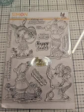 Simon Says Stamp Hoppy Easter Spring Bunny Eggs Large Stamp Set.