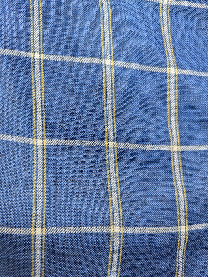 Pantalones de lino Inserch azul a cuadros 42X25 Foto 2 de 4