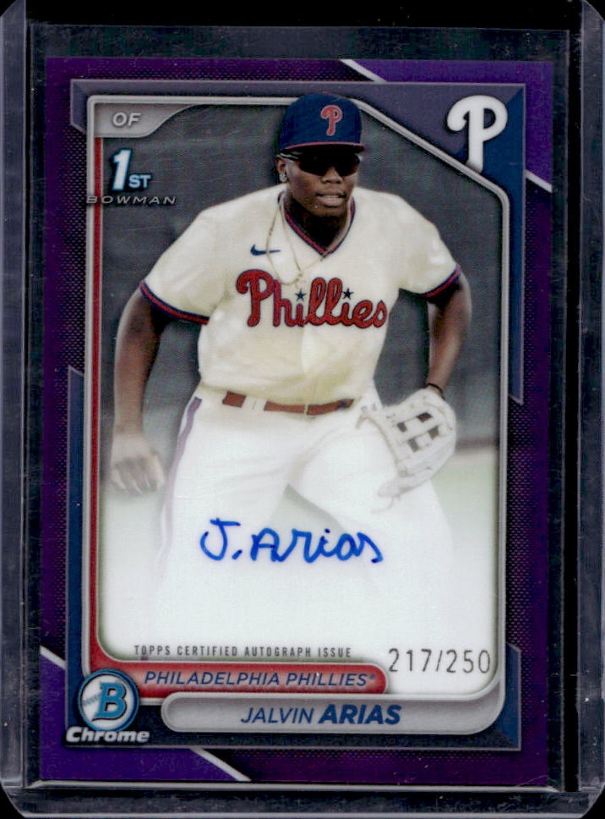 2024 Bowman Chrome Jalvin Arias Auto Purple Refractor 1st #217/250