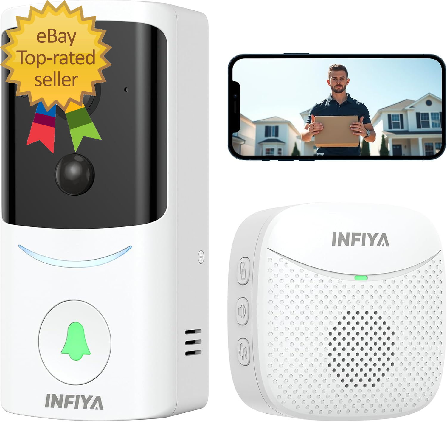 Video Doorbell Camera Wireless-2K Outdoor Front Door Camera with Chime Included-image