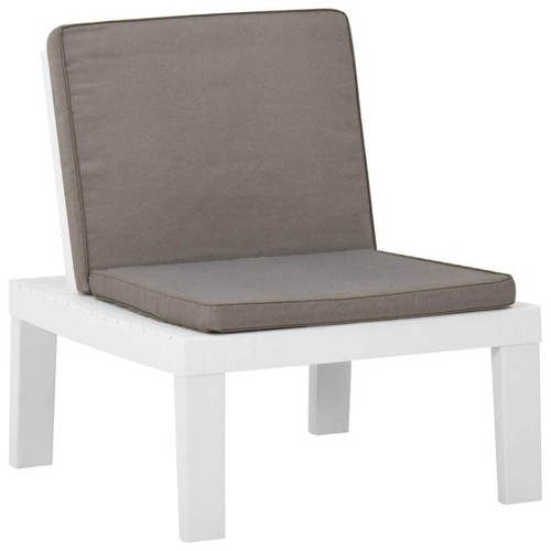 4 Piece Garden Lounge Set with Cushions Plastic White - Picture 11 of 13