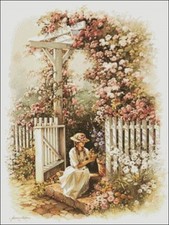 Needlework Craft Full Embroidery Counted Cross Stitch Kits 14 ct Girls in Garden