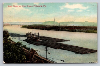 Coal Fleets On Ohio River Pittsburg Pennsylvania Vintage Posted 1910 Postcard